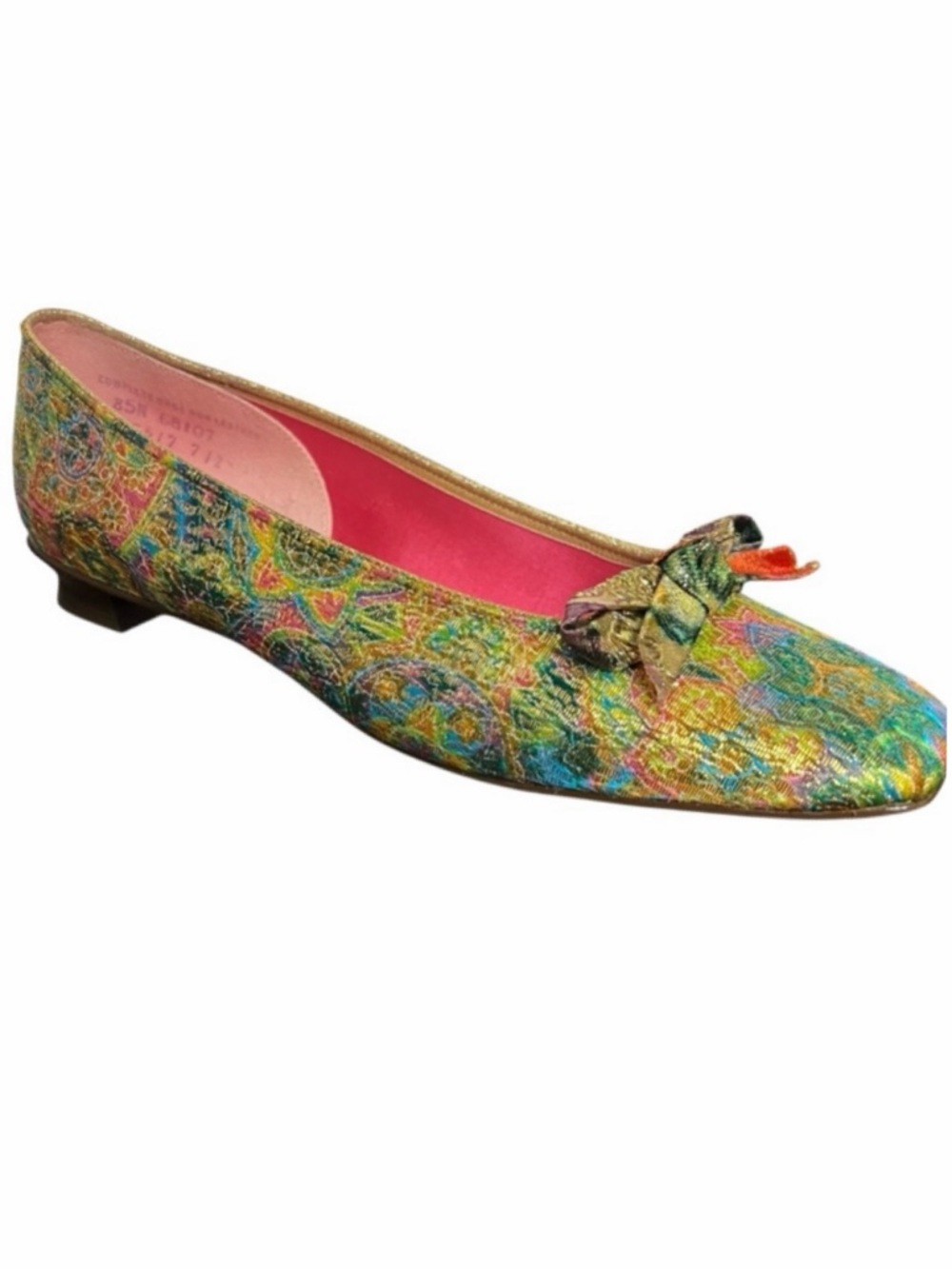 Oomphies Vintage 1960’s Mid Century metallic Colorful Women's Shoes Bow Detail - Picture 3 of 14